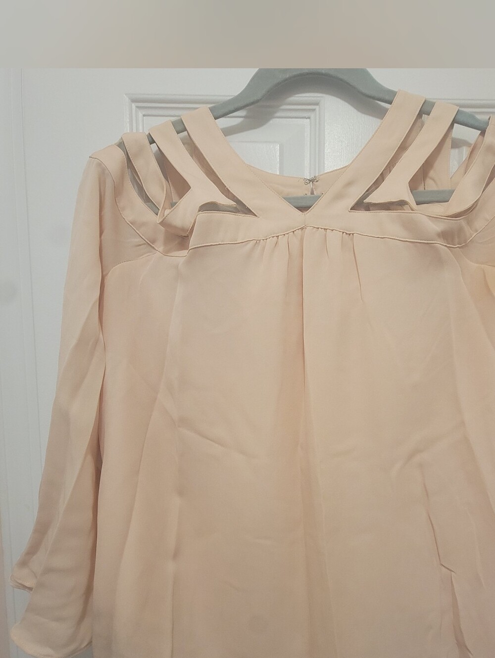 Ramy Brook "Lex" Cold-Shoulder Silk Blouse with Mesh Trim
